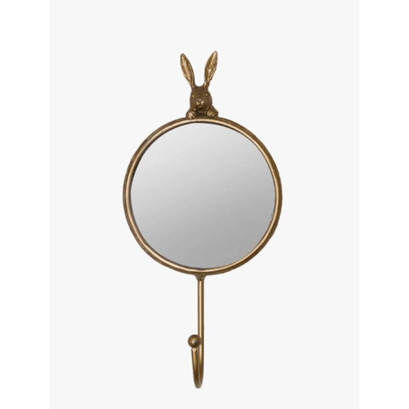 Whimsical 2 Piece Set Golden Rabbit Mirror Hooks