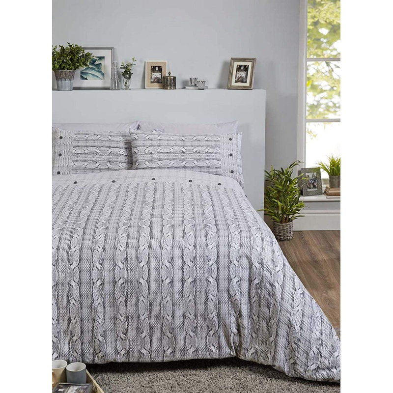 Emmanuella Striped Duvet Cover Set with Pillowcases Included, Double - 2 Standard Pillowcases, Brown