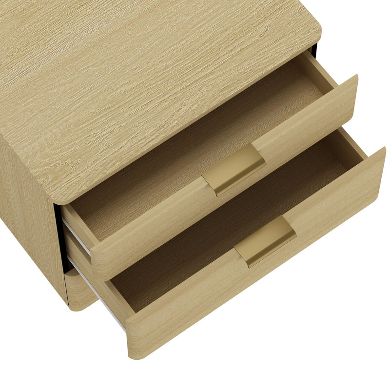 Hedberg Nightstand with 3 Drawers, Natural Oak/Gold, Individual