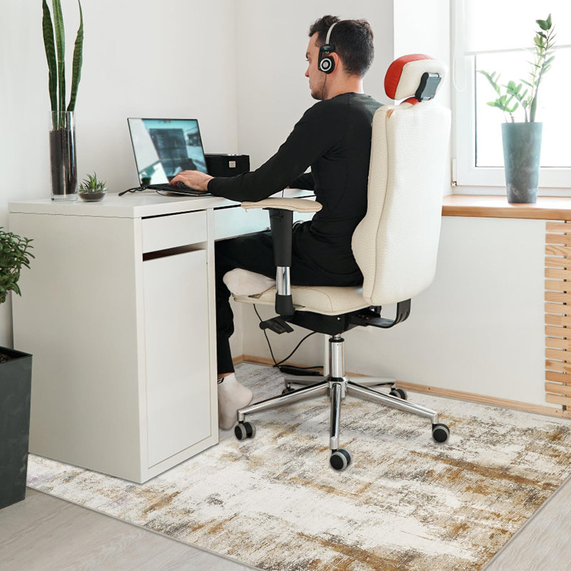 Office Chair Mat for Hard Floors, Anti-Skid, Washable, 90x120cm, Floor Protector, Beige