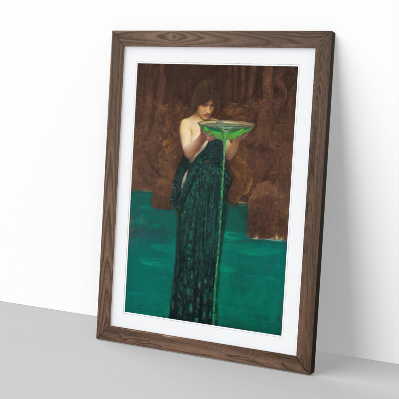 Circe Invidiosa by John William Waterhouse - Picture Frame Painting on MDF, Walnut Framed, 65cm H x 48cm W x 2cm D