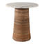 Table d'appoint décorative et base de piédestal texturée côtière tissée Capiz de style décontracté pour le bureau de la chambre à coucher - 20 po ivoire et brun clair