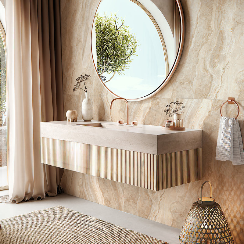 Carreau de porcelaine singulier l 23,62 po x L 47,25 po Splendor, Beige