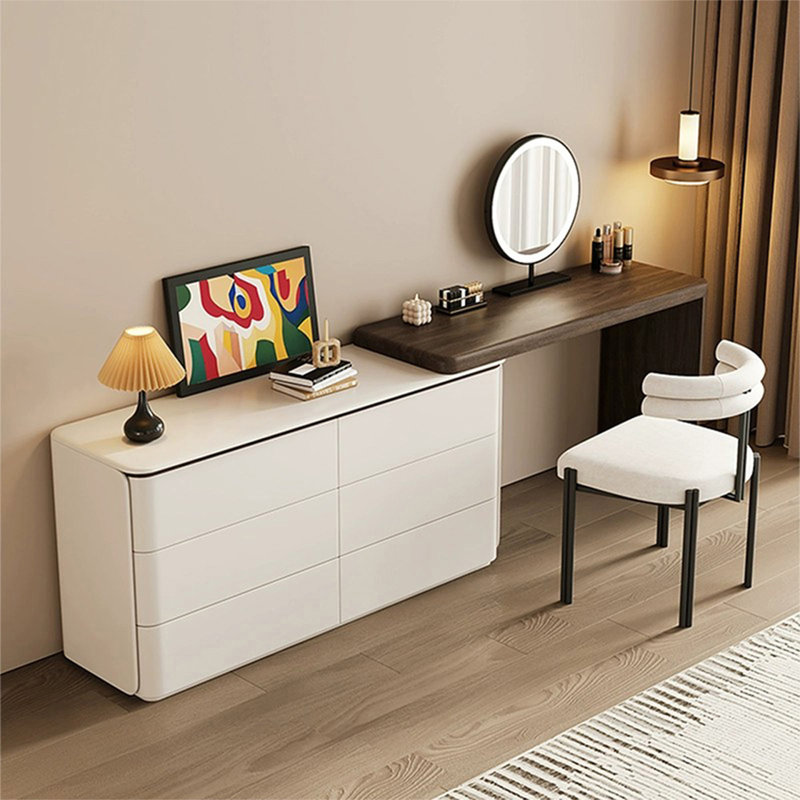 Coiffeuse avec miroir lumineux, 6 tiroirs, 1 chaise