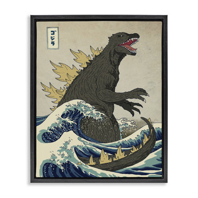 Illustration nautique de style oriental Godzilla