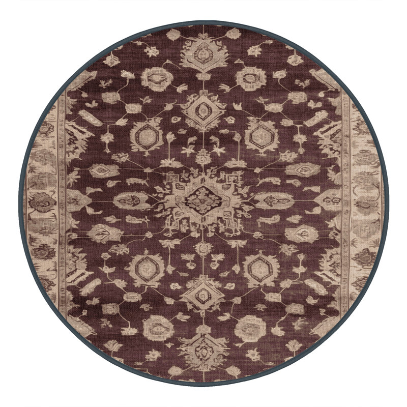Tapis brun lavable à la machine, Rond 6 pi