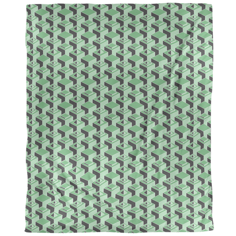 Housse de couette simple à motif de gratte-ciels foncés, Housse de couette pour très grand lit, Vert clair, Polyester brossé