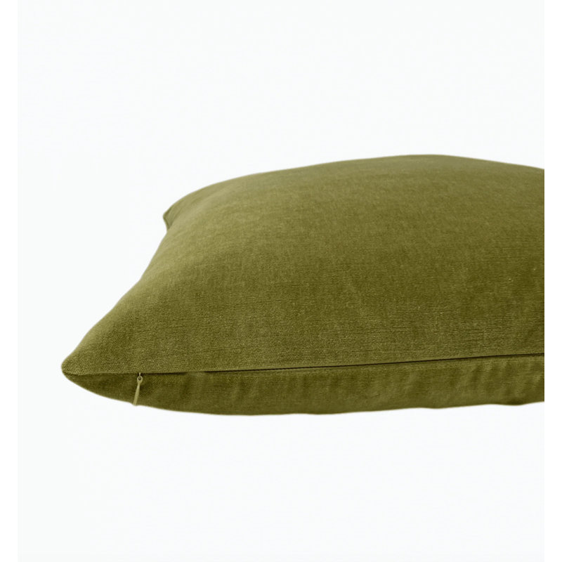 Housse de coussin en velours vert uni, Citronnelle, 20" H x 20" W
