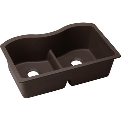 Quartz Luxe 33" L x 20" W Double Basin Undermount Kitchen Sink with Aqua Divide
