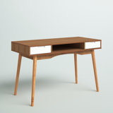 Aaron Two Drawer Mid-Century Modern Open Shelf Wooden Desk