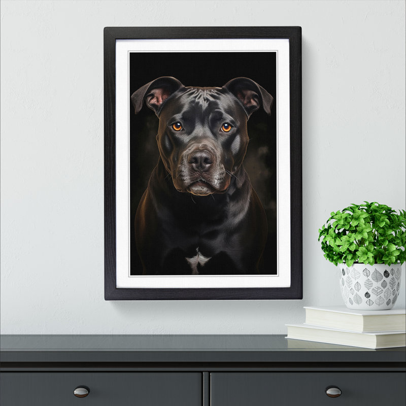 Staffordshire Bull Terrier Art Informel - Framed Print, 34cm H x 25cm W x 2cm D, Black Framed