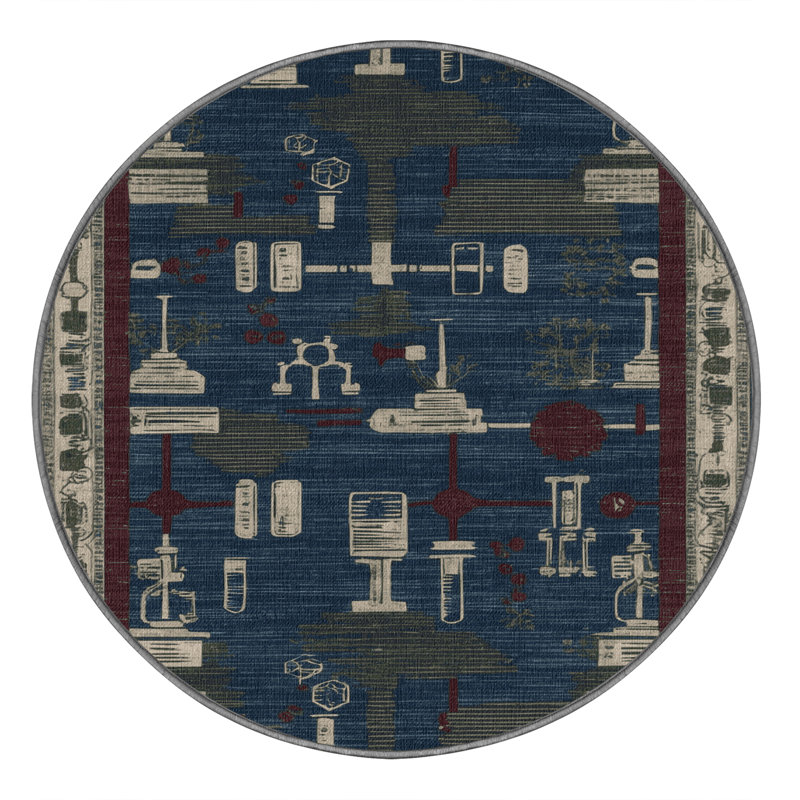 Tapis gris lavable à la machine, Rond 4 pi