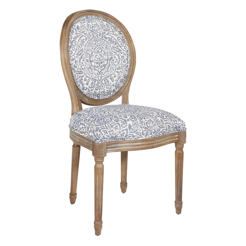 Adwolf 19.25'' H Upholstered Side Chair, Damask Navy