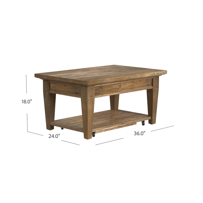 Table basse rectangulaire en bois récupéré Eralynn