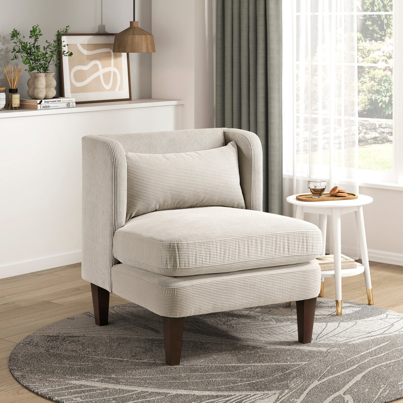 Meuble de salon moderne en velours côtelé avec coussin de chaise, Taupe