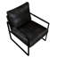 Chaise d'appoint de style industriel moderne en similicuir gris foncé et fauteuil en métal noir-1815030700