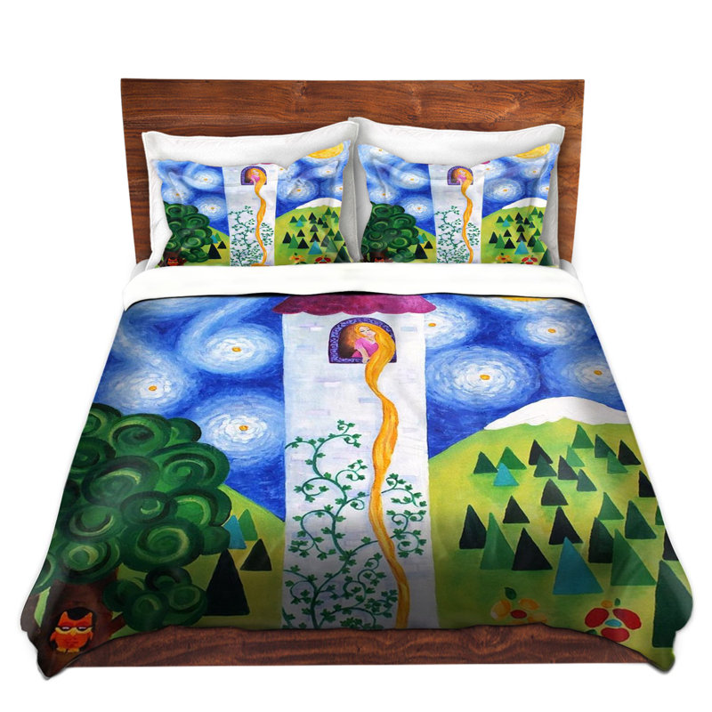 Ensemble de housse de couette tour rapunzel, 1 housse simple + 1 taie standard