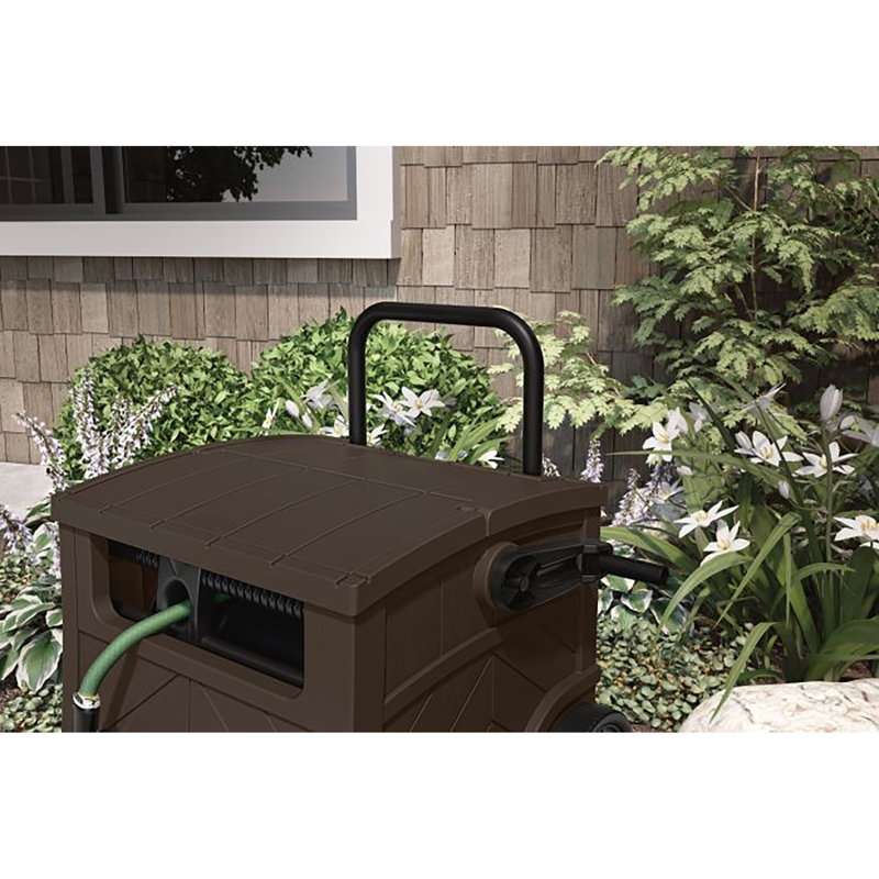 Suncast Baywood 150 ft. Brown Retractable Wheeled Hideaway Hose Reel Suncast Baywood 150 ft. Brown Retractable Wheeled Hideaway Hose Reel