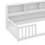 Lit simple simple avec bibliothèque de chevet attachée, tablettes de rangement multiples et garde-corps-114355892