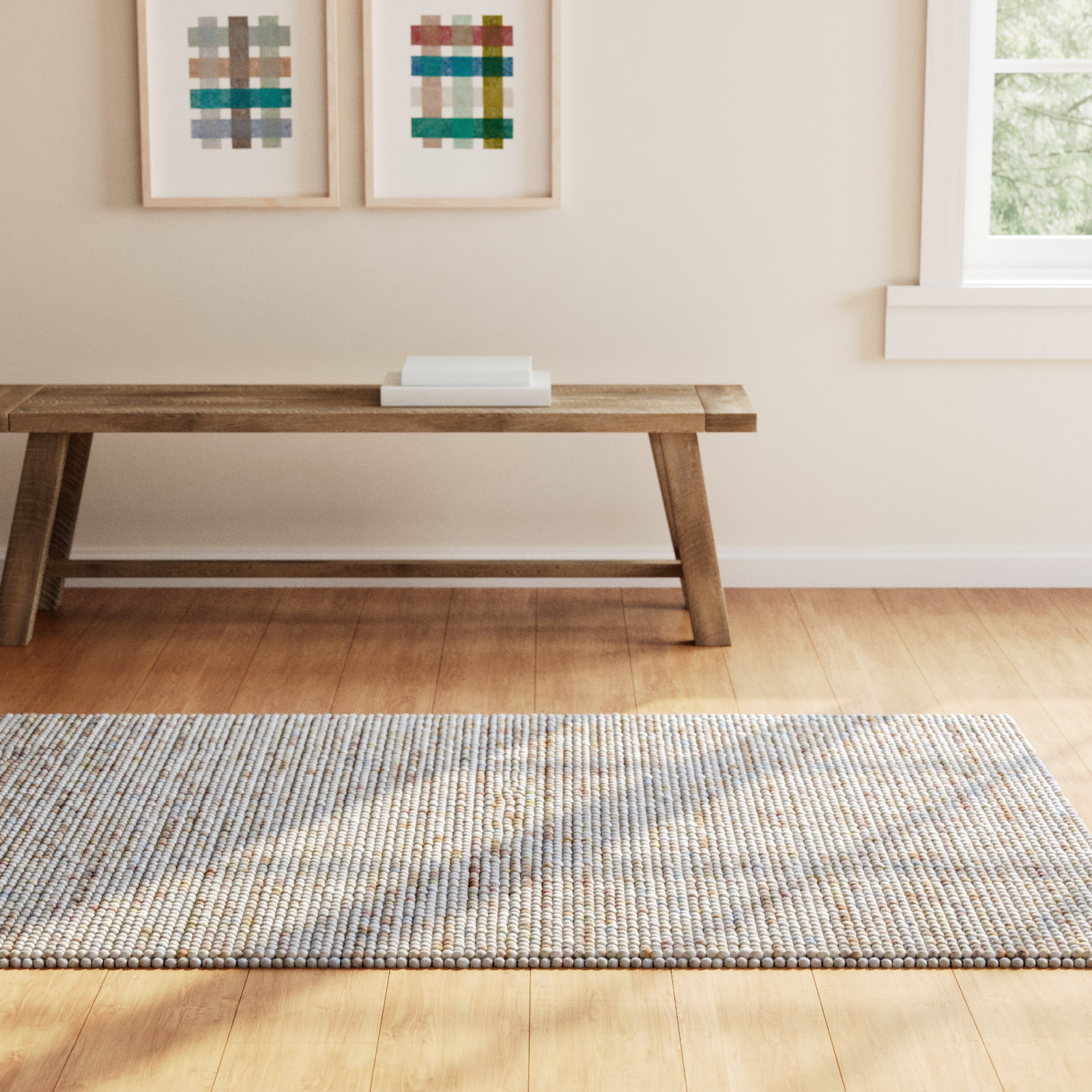 Elle Ivory Multi Hand-Woven Flatweave Rug, Rectangle 4' x 6'