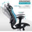 Chaise de bureau en filet, chaises de bureau ergonomiques avec roulettes, support lombaire réglable, accoudoirs, chaise de bureau à haut dossier inclinable avec roulette silencieuse pour le bureau, , les jeux