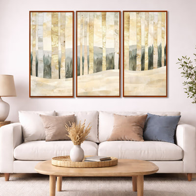 "Forest Forest Wall Art", ensemble botanique sur toile encadrée 3 pièces