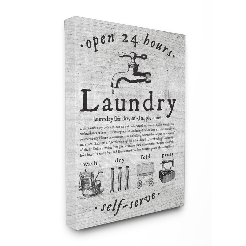 «Everything Laundry» par Lettered and Lined - reproduction d'art textuel sur toile, H 20 po x l 16 po, Toile tendue