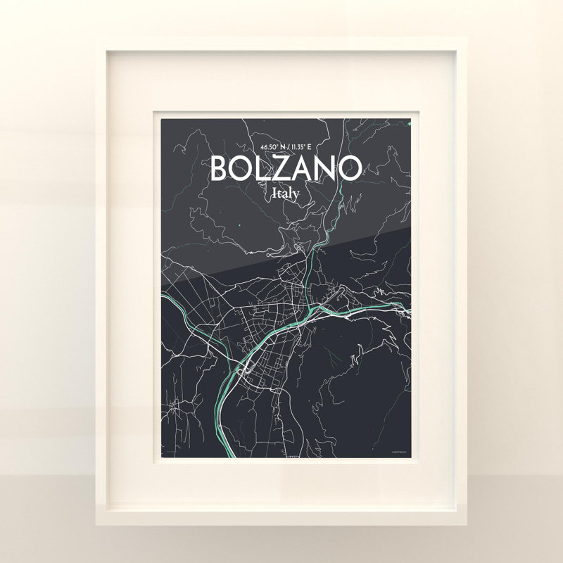 Bolzano City Map In Dream - No Frame Print, 20cm H x 16cm W x 0.05cm D