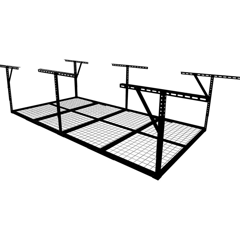 600 Lb. Loading 3X8ft Overhead Garage Storage Rack, 22''-40" Adjustable Ceiling, Reclaim Space Load, Maximize