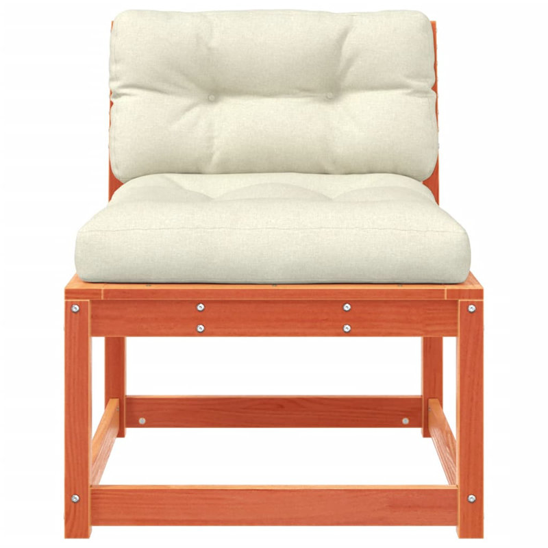 Garden Sofas Outdoor Corner Sofa Patio Seat Couch Solid Wood Douglas, Cream White, Wax Brown