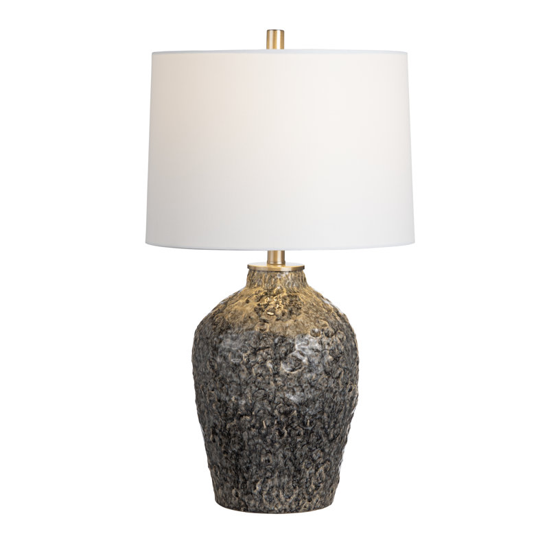 27.5"H Blue Gray Textured Ceramic Table Lamp With Shade