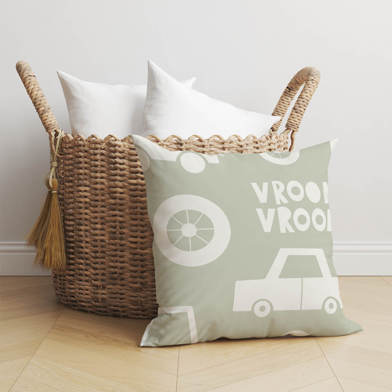 Coussin Vroom, H 18 po x l 18 po, Vert pâle / vert