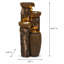 Fontaine rustique d'extérieur en forme de souche d'arbre avec lumières DEL chaudes, 33,07 po en résine
