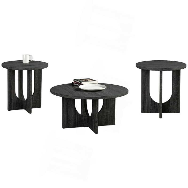 Ensemble de tables 3 pièces de style contemporain 1 table basse ronde 2X