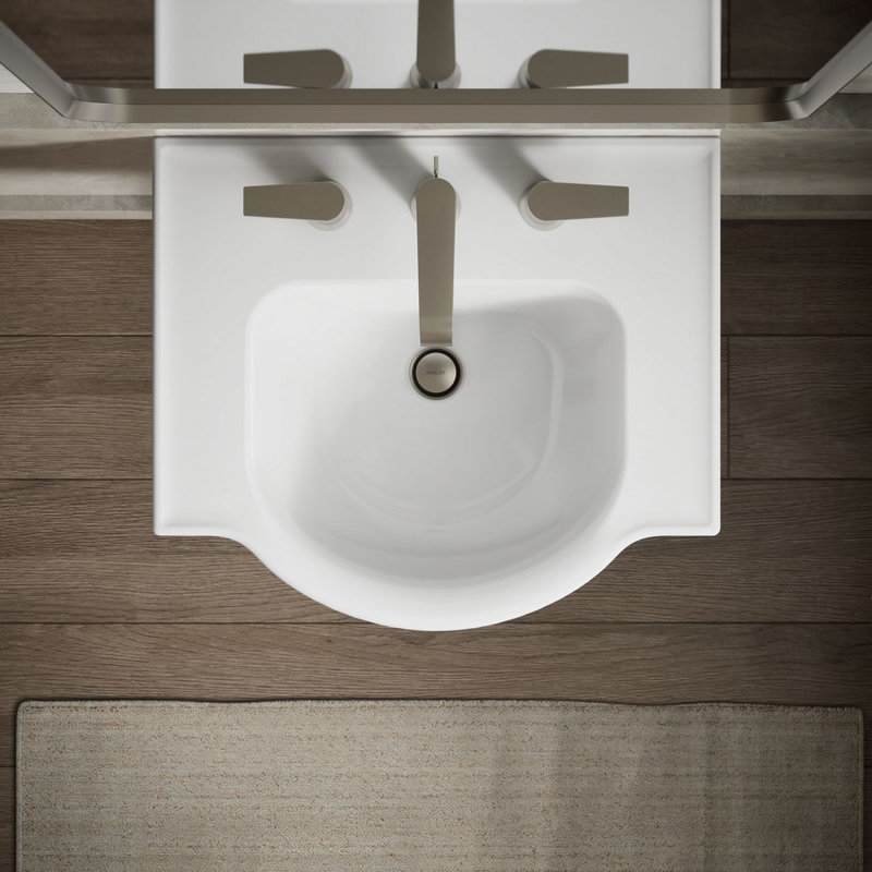 Veer™ Ceramic Pedestal Bathroom Sink with Overflow, White, 8" Centers, 35.5" H x 21" L x 18.25" W
