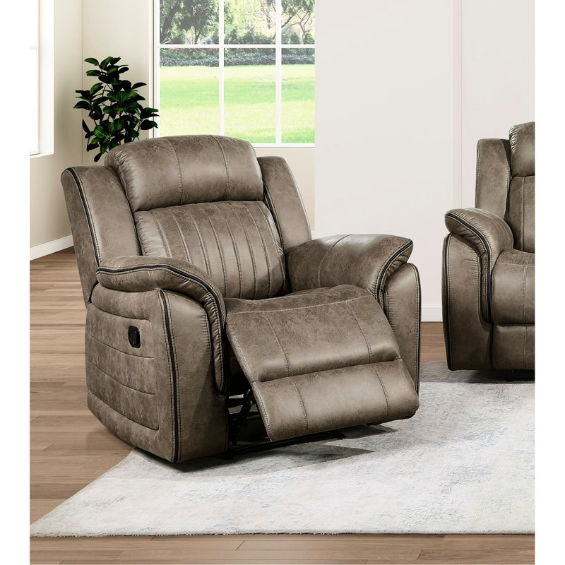 Fauteuil inclinable classique avec accoudoirs coussinés, brun sable, rembourrage en mousse pour un confort accru, siège renforcé en métal
