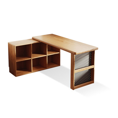 Burlywood + Black L-Shaped Solid Wood + Iron desk
