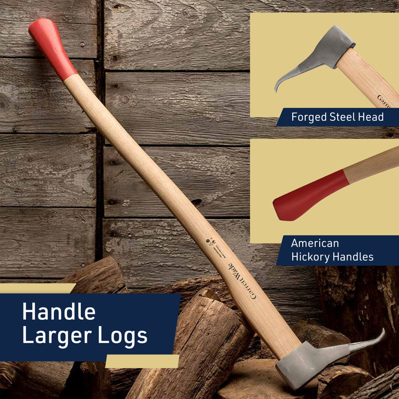 Pickaroon Logging Tool - 31.2” Log Grabber with Hickory Wood Handle - Hookaroon with Pick for Dragging or Stacking Logs - Log Roller Tool - Forestry Tools