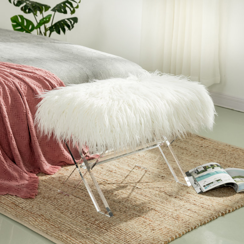 Tavarez Polyester Upholstered Bench, White