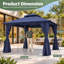 Gazebo de terrasse à double toit souple, structure en acier, 3,66 m x 3,66 m-136324530