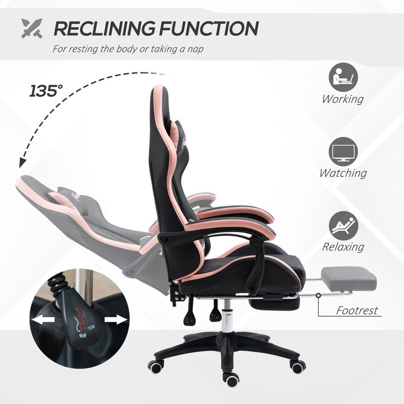 Gaming Chair,  Black/Pink