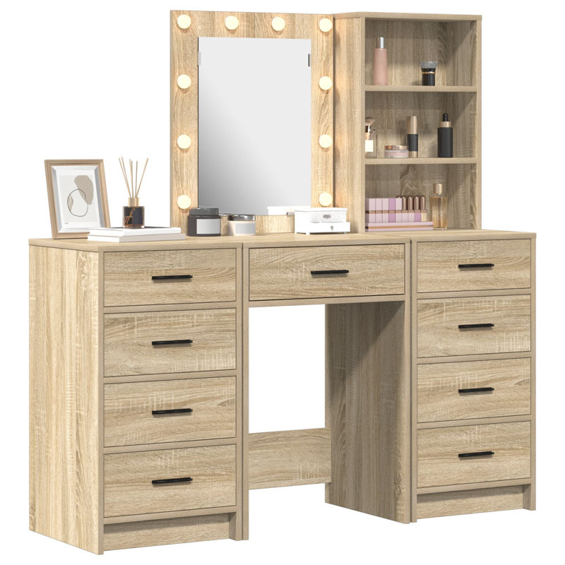 Dressing Table with Mirror, Sonoma Oak