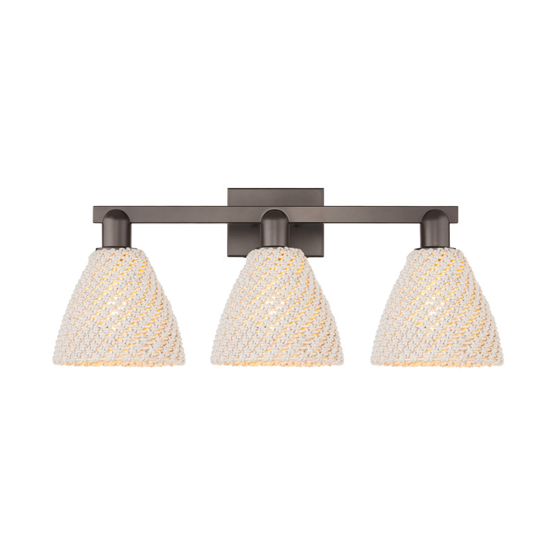 Éclairage pour meuble-lavabo avec abat-jour en fibres naturelles Ciesla, H 11,25 po x l 26 po x P 8 po, Trois lumières