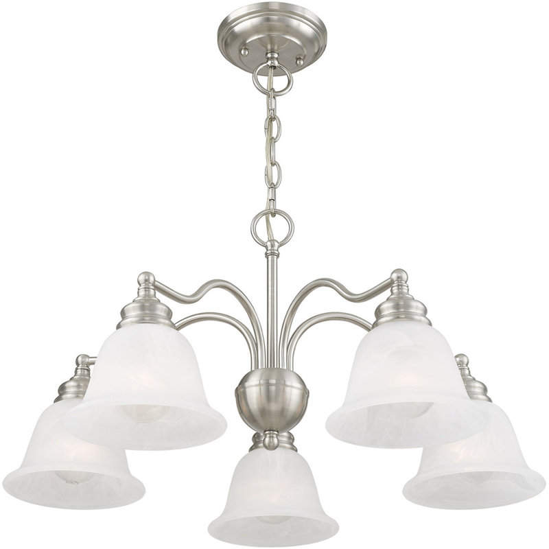 Lustre traditionnel / classique à 5 lumières Becky, Nickel brossé