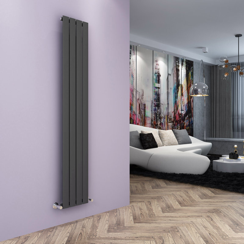 Chasity Vertical Designer Radiator, Anthracite, 180cm H x 30cm W x 4.9cm D, 1