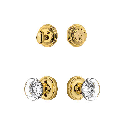 Nostalgic Warehouse Classic Rosette Entry Set with Round Clear Crystal Knob