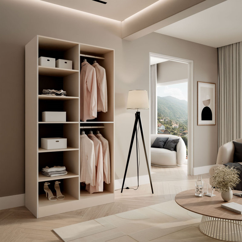 2 Door Wardrobe, Beige/Matte Black