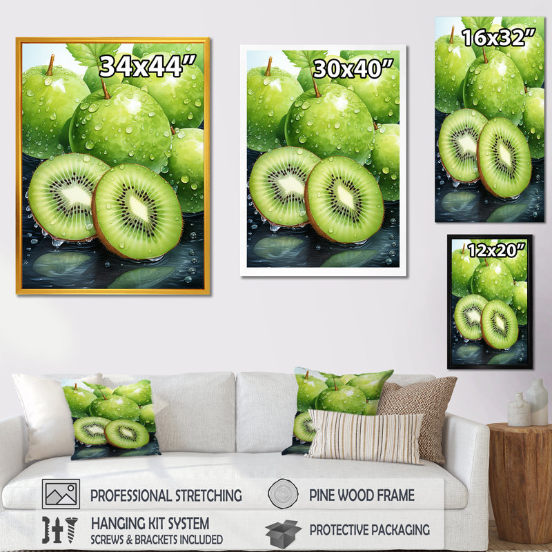 Fruits, délicieux jardins de kiwis III - fruits, art mural, H 32 po x l 24 po x P 1 po