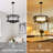 4-Light 20 inch Dimmable Farmhouse Drum Chandelier with Cylinder Glass Shade, Convertible Semi-Flush Mount Light-651278902