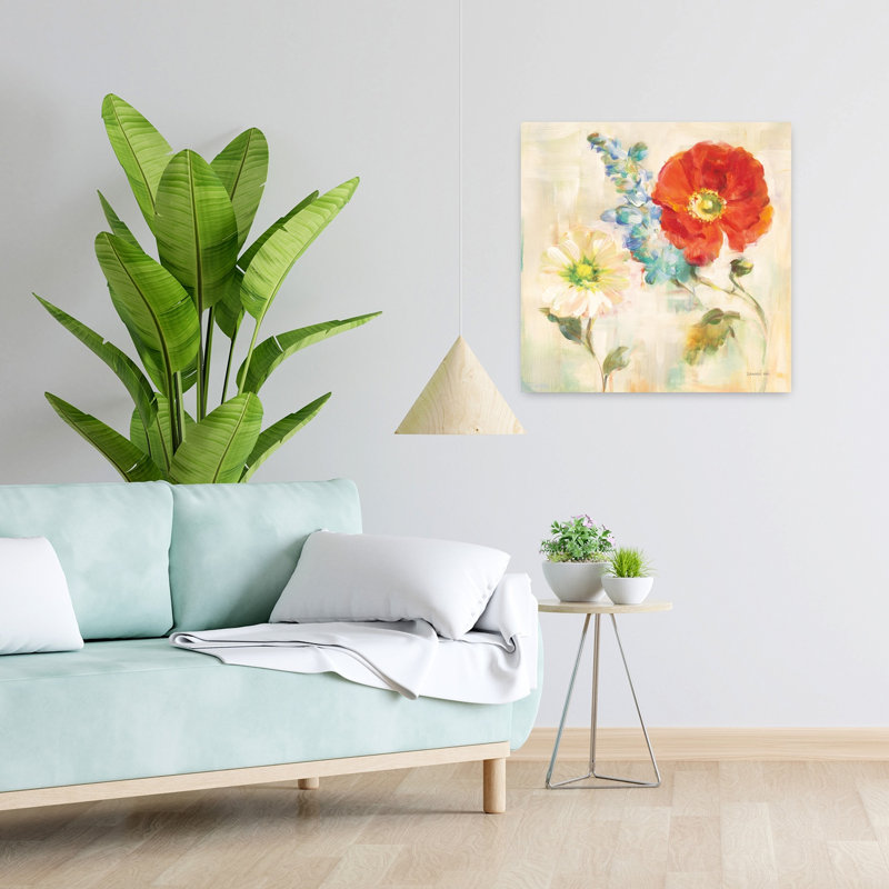 Art contemporain contemporain coquelicot II, H 24 po x l 24 po